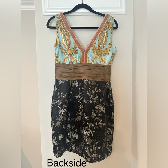 Phoebe Couture Floral Brocade Sheath Cocktail - Picture 2 of 4